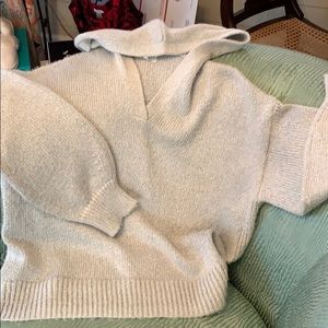 Lou & Grey hooded sweater, slight shimmer silver